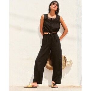 J.CREW Lace Trim Cropped Top XXL Button Tie Bottom Balloon Tank NWT B58